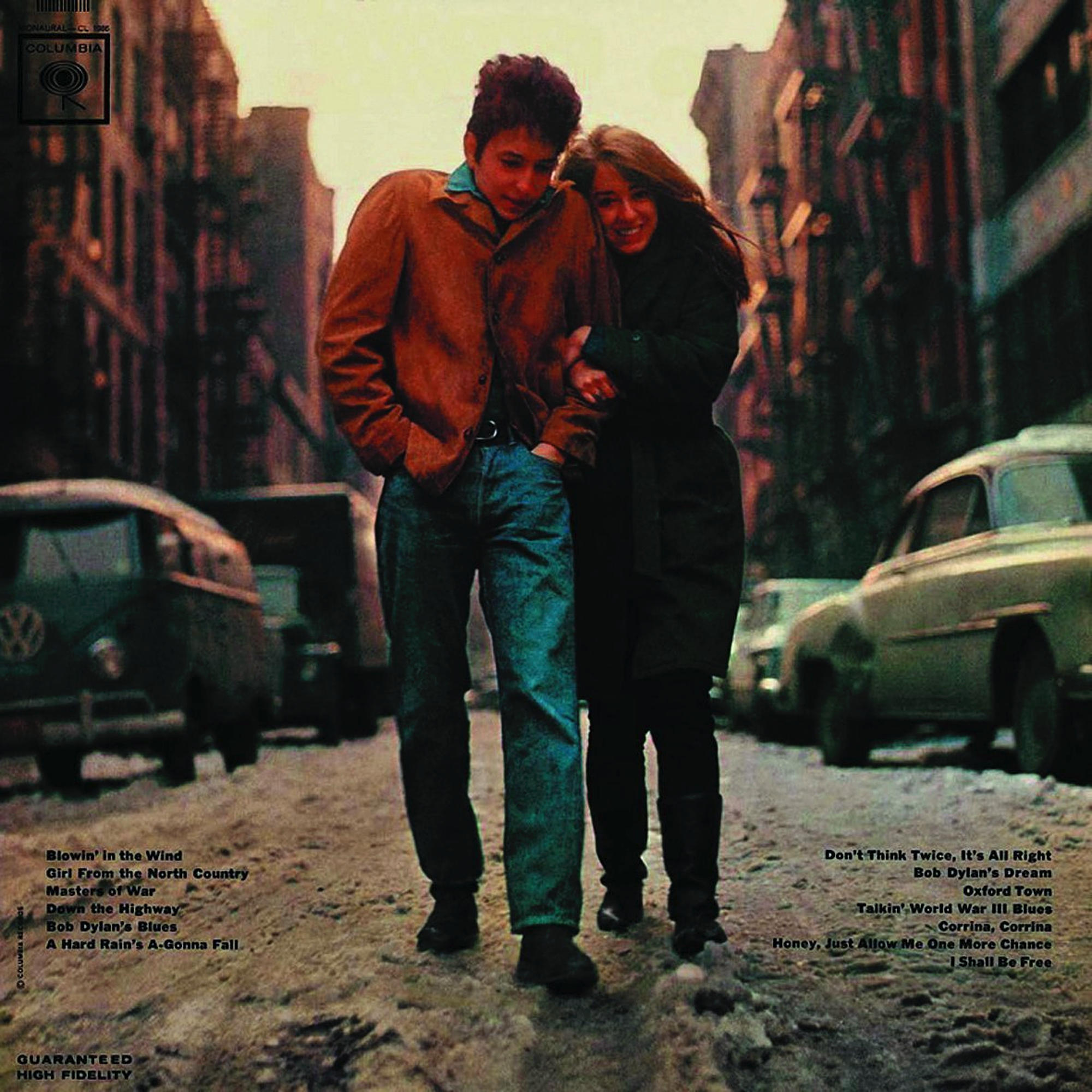 Albumcover des Bob Dylan Albums, zwei Personen gehen auf einer Straße.