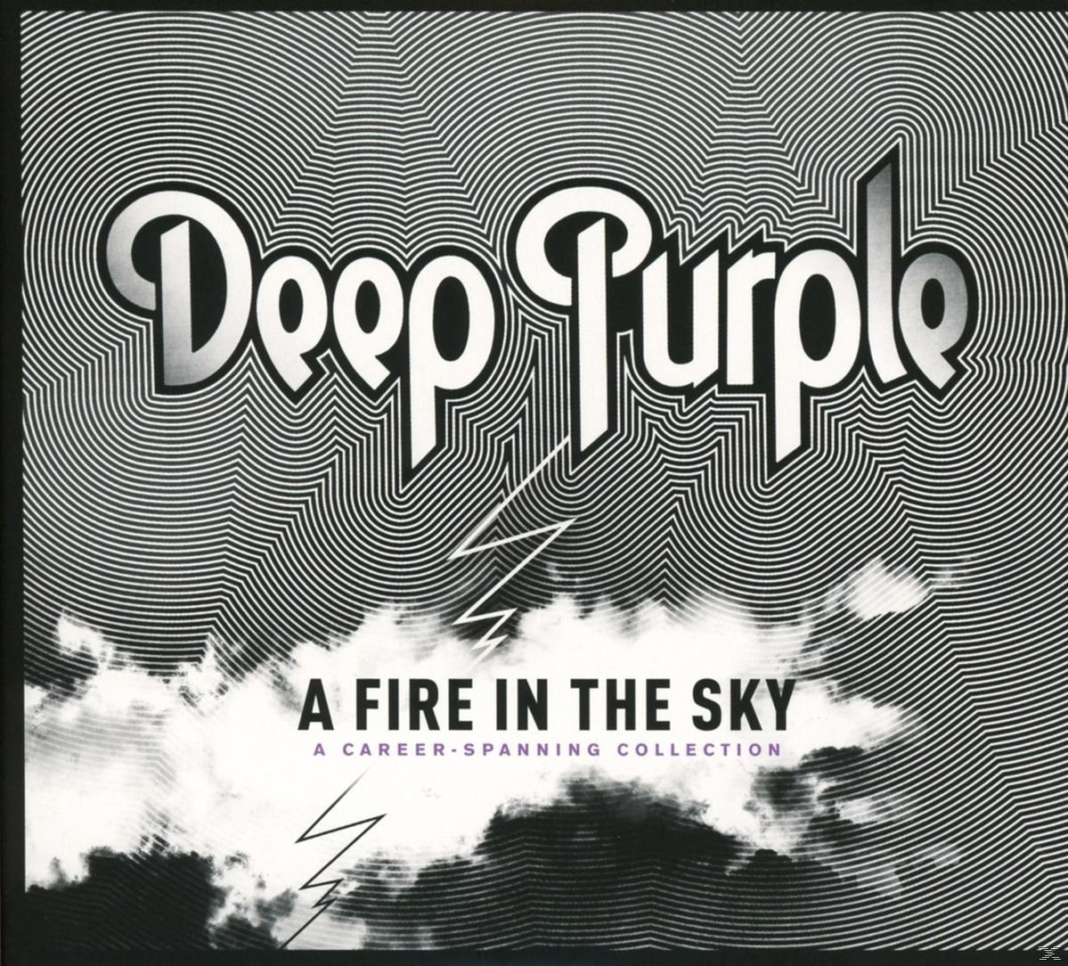 Deep Purple Albumcover 'A Fire in the Sky' in Schwarzweiß. Abstrakter Hintergrund.