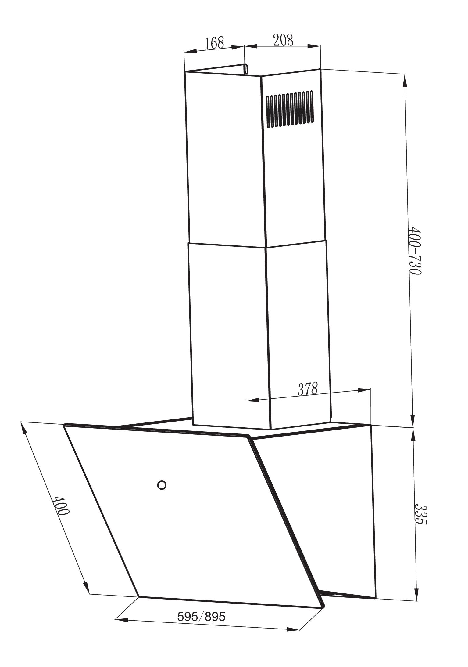 RESPEKTA CH 88060 W A+, Dunstabzugshaube (595 mm breit, 378 mm tief)
