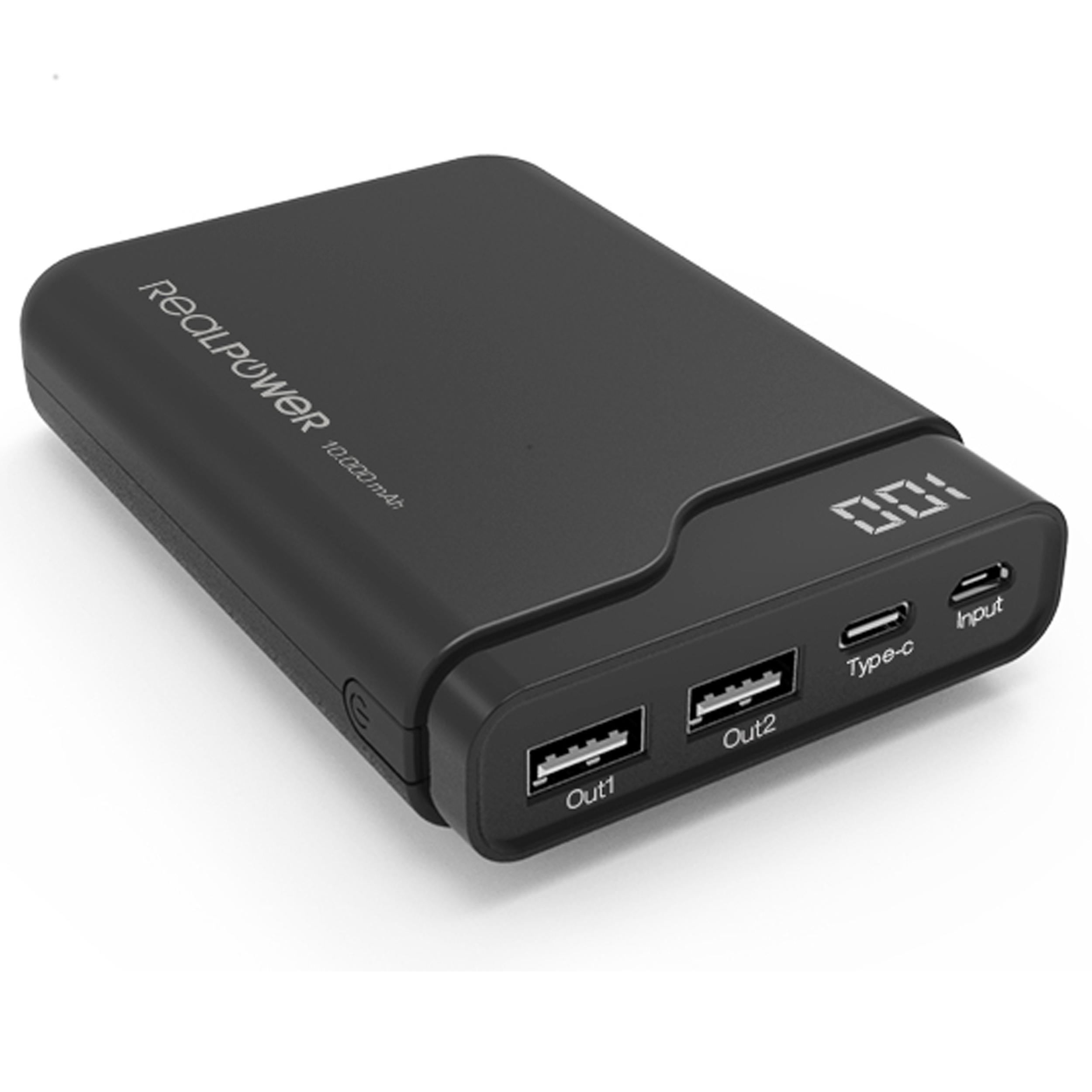 REALPOWER PB-10000C Powerbank 10000 mAh Schwarz