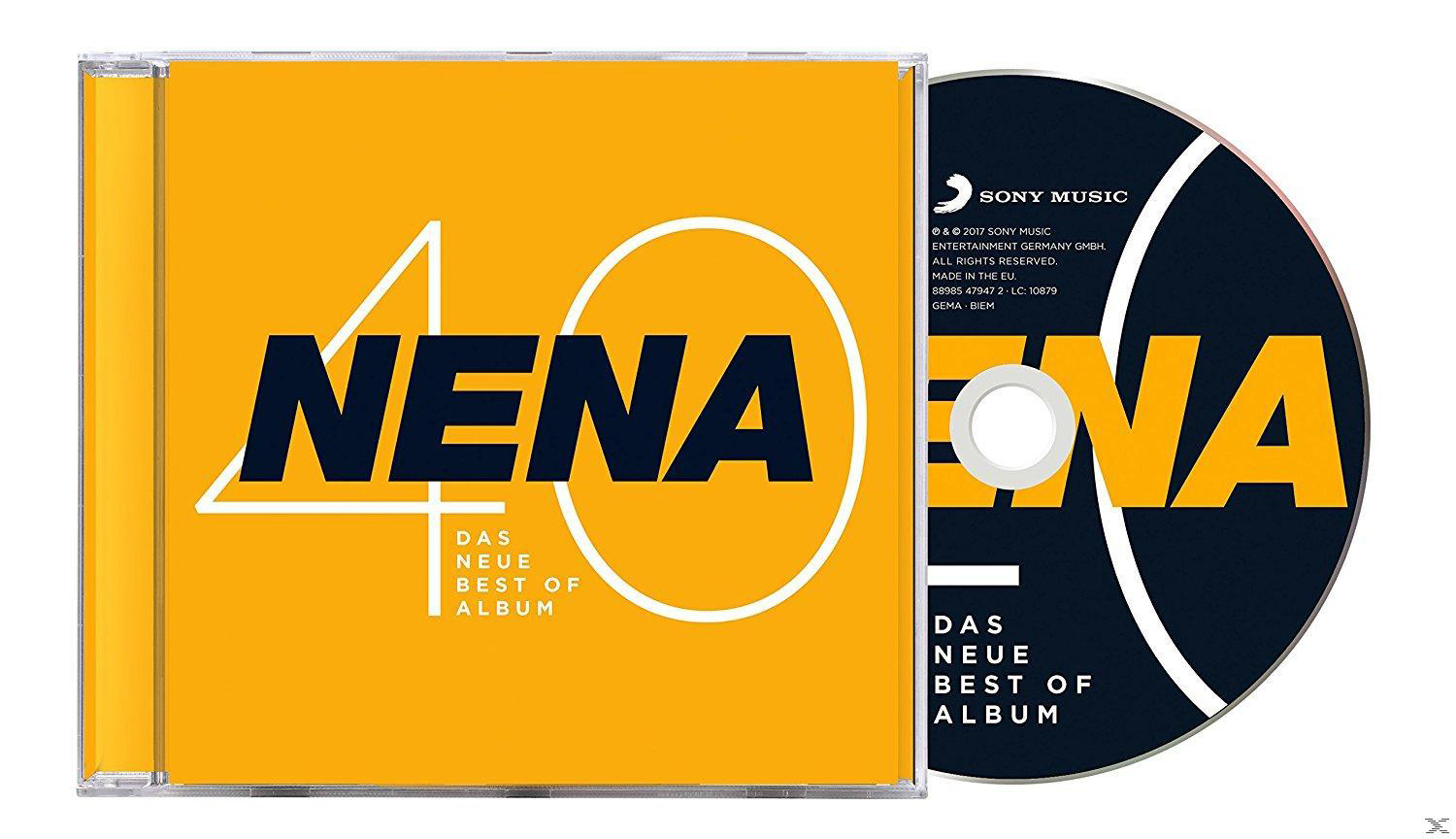 CD-Hülle und Disc mit NENA und 40 darauf, gelber und schwarzer Hintergrund.