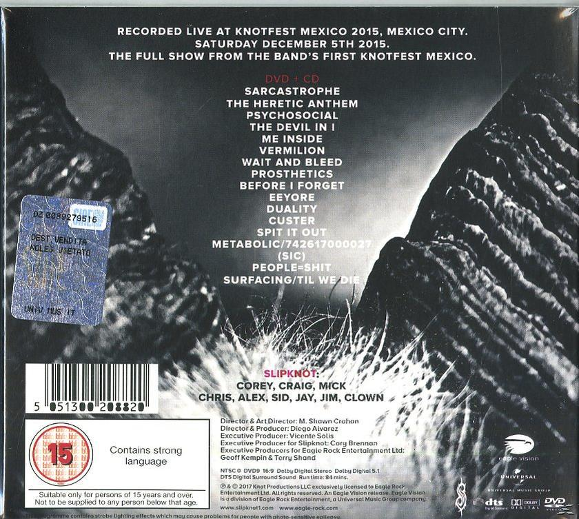 Dos d'un boîtier DVD avec texte sur un événement de musique live et une mise en garde parentale.
