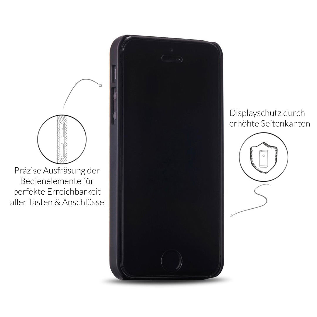 WOODCESSORIES EcoCase Classic, Backcover, Apple, iPhone 5, iPhone 5S, iPhone SE (2016), Kirsch/Schwarz