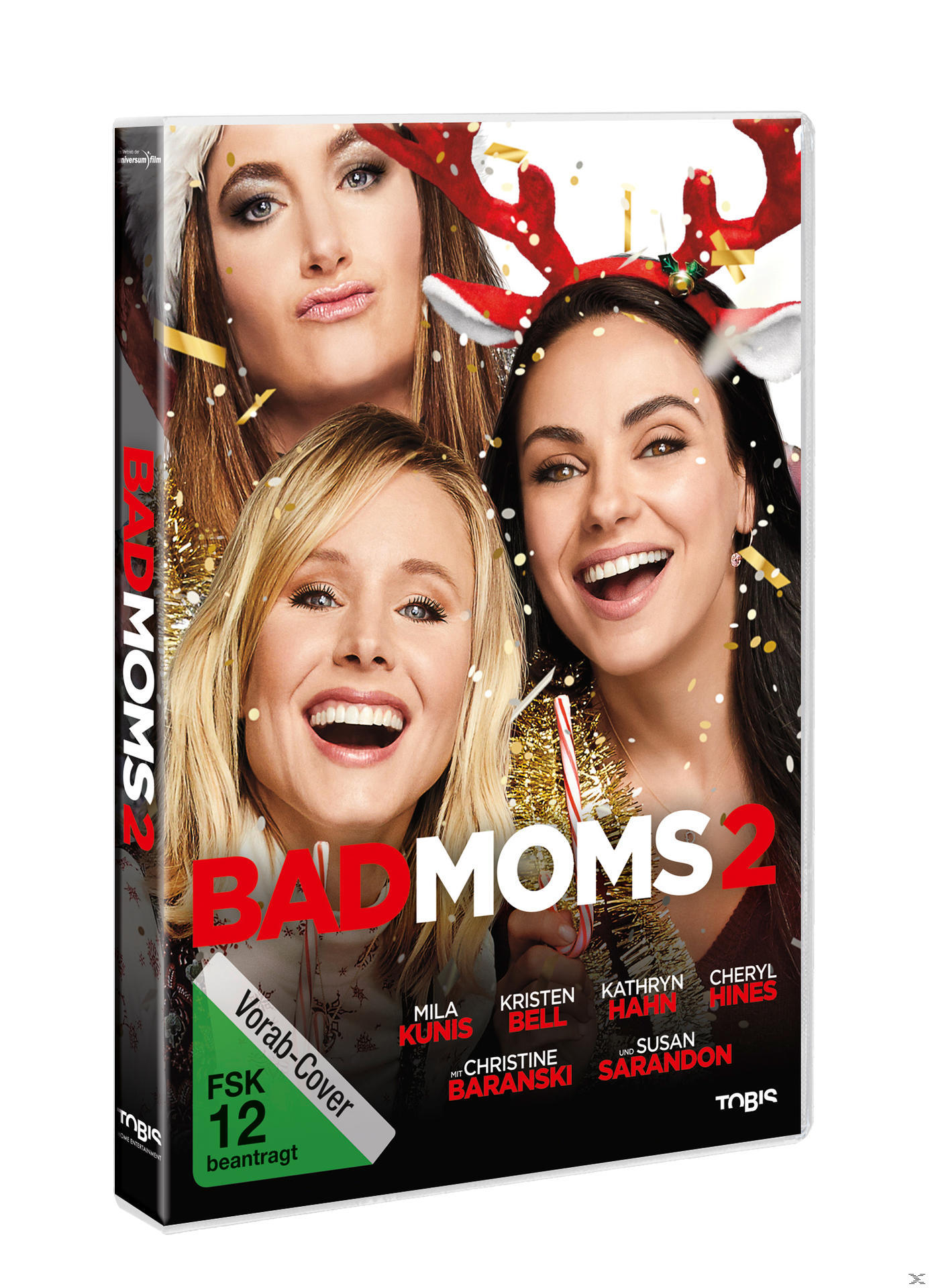 DVD-Cover mit drei Frauen, eine mit Geweih, lächelnd. Titel: Bad Moms 2.