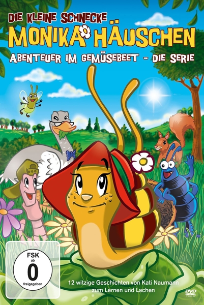 DVD-Cover eines Zeichentrickfilms mit einer Schnecke, betitelt "Die kleine Schnecke Monika Häuschen".