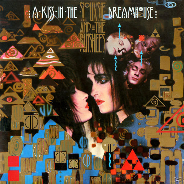 Albumcover, zwei Frauen, Gesicht zu Gesicht, Kiss in the Dreamhouse, goldener und künstlerischer Entwurf.