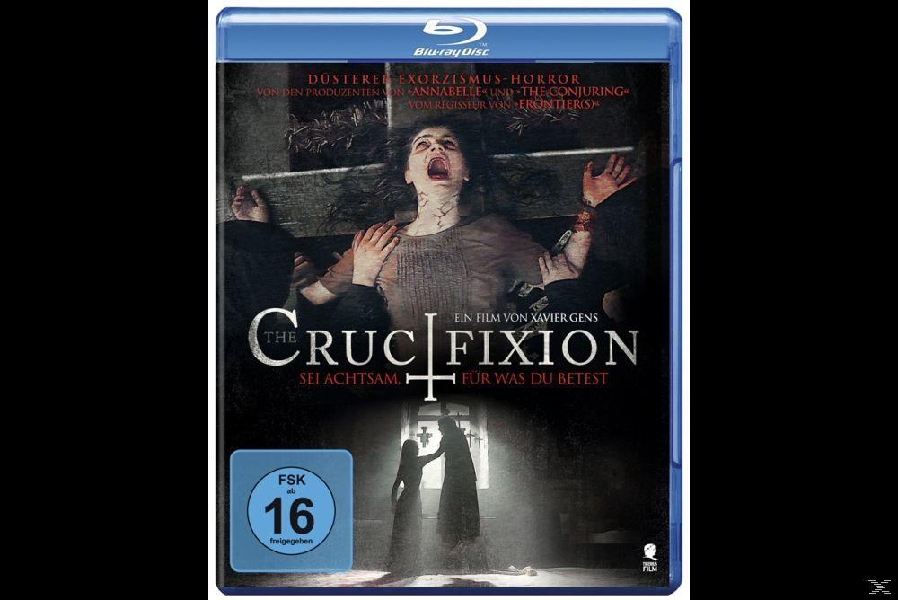 Blu-ray-Filmcover, 'The Crucifixion', mit einer Frau in Not.