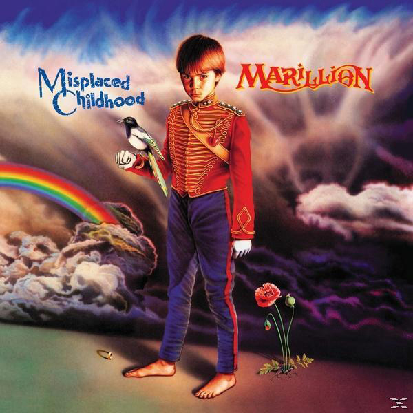 Albumcover. Junge in roter Jacke hält Vogel. Regenbogen und Wolken im Hintergrund.