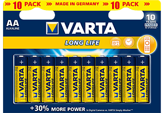 VARTA VARTA Longlife AA - Batteris - 10 pezzi - Giallo/Blu - Pila (Oro/Blu)