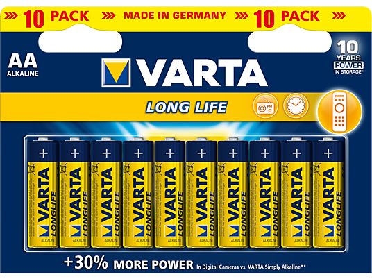 VARTA Longlife - AA Batterie (Gelb/Blau)