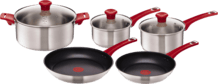 Jamie Oliver Topf- und Pfannen Set Red Collection Edelstahl 8 tlg. (H 801S5)