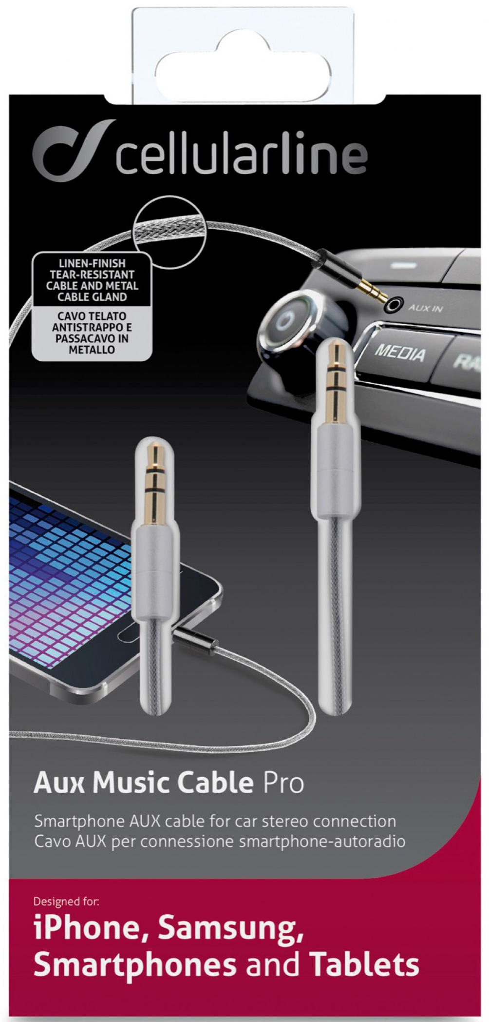 CELLULARLINE Câble audio 3.5 mm jack (AUXMUSICABLE35D)