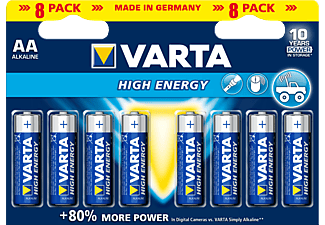 VARTA VARTA High-Energy AA - Batterie alcaline - 8 pezzi - Pila (Blu/Argento)