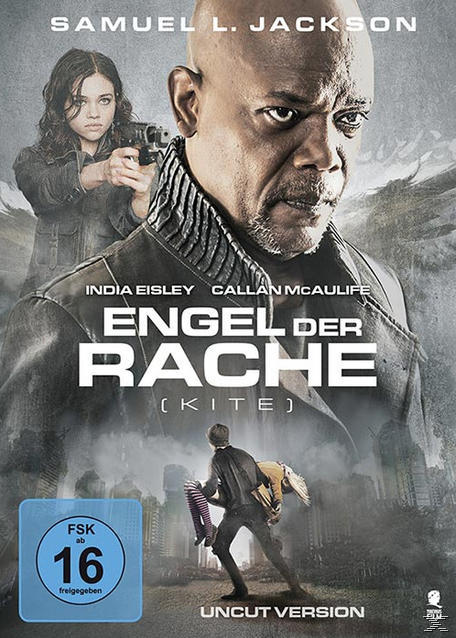 DVD-Cover: Samuel L. Jackson. Text: 'Engel der Rache'. Eine Frau zielt mit einer Waffe. Ein Junge wird getragen.