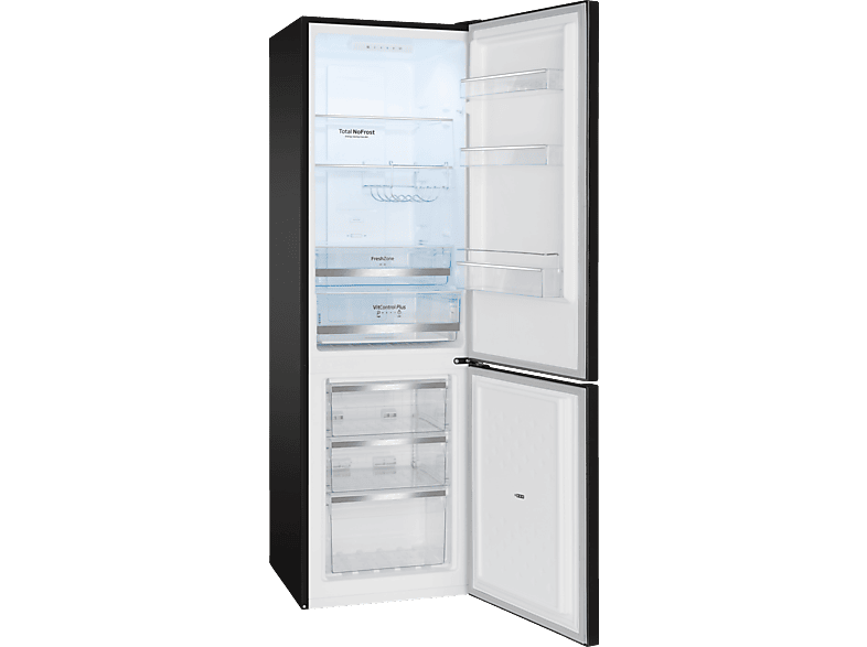 AMICA KGC 15495 S Kühlgefrierkombination (E, 250 l, 1800 mm hoch, Schwarze Edelstahloptik)