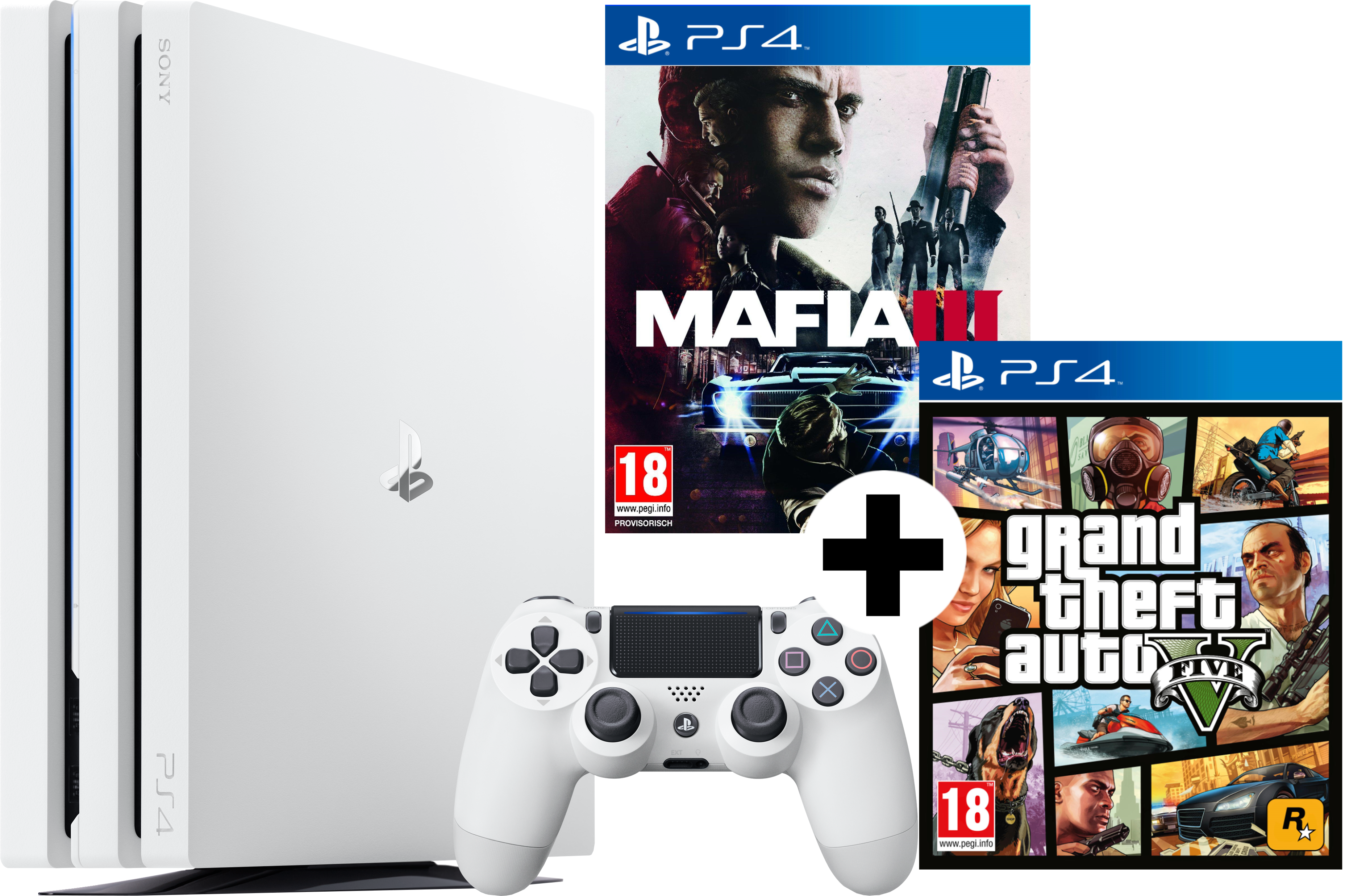 SONY PlayStation 4 Pro 1TB weiß inkl. GTA V + MAFIA III