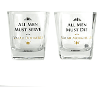 HALF MOON BAY Game of Thrones Whiskeygläser 2-er Set, All Men Must... Merchandise, Transparent/Bedruckt