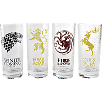 HALF MOON BAY Game of Thrones Gläser 4er Set Alle Häuser Gläserset, Transparent/Bedruckt
