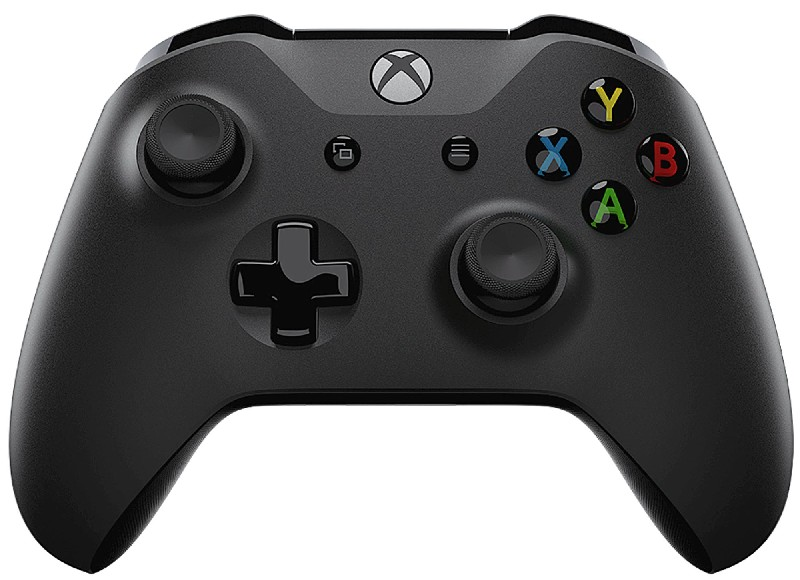 Zwarte Xbox-controller met knoppen en joysticks. Het Xbox-logo staat bovenaan.