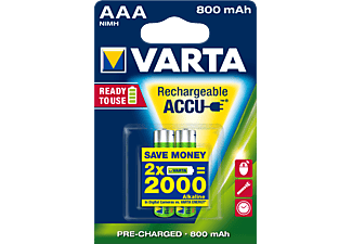 VARTA VARTA Ready To Use - Batteria ricaricabile - AAA / 800 mAh - 2 pezzi - Batteria ricaricabile (Verde/Argento)