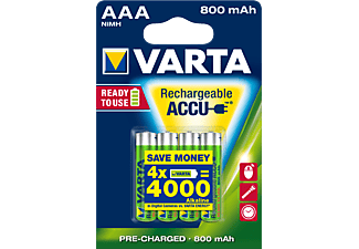 VARTA VARTA Ready To Use - Batteria ricaricabile - AAA / 800 mAh - 4 pezzi - Batteria ricaricabile (Verde/Argento)
