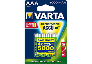 VARTA VARTA Ready To Use - Batteria ricaricabile - AAA / 1000 mAh - 4 pezzi - Batteria ricaricabile (Verde/Argento)