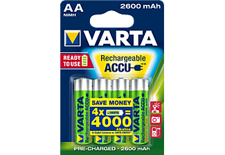 VARTA VARTA - Batteria ricaricabile - R2U AA - 2600 mAh - 4 pezzo - Verde/Argento - Pila (Verde/Argento)