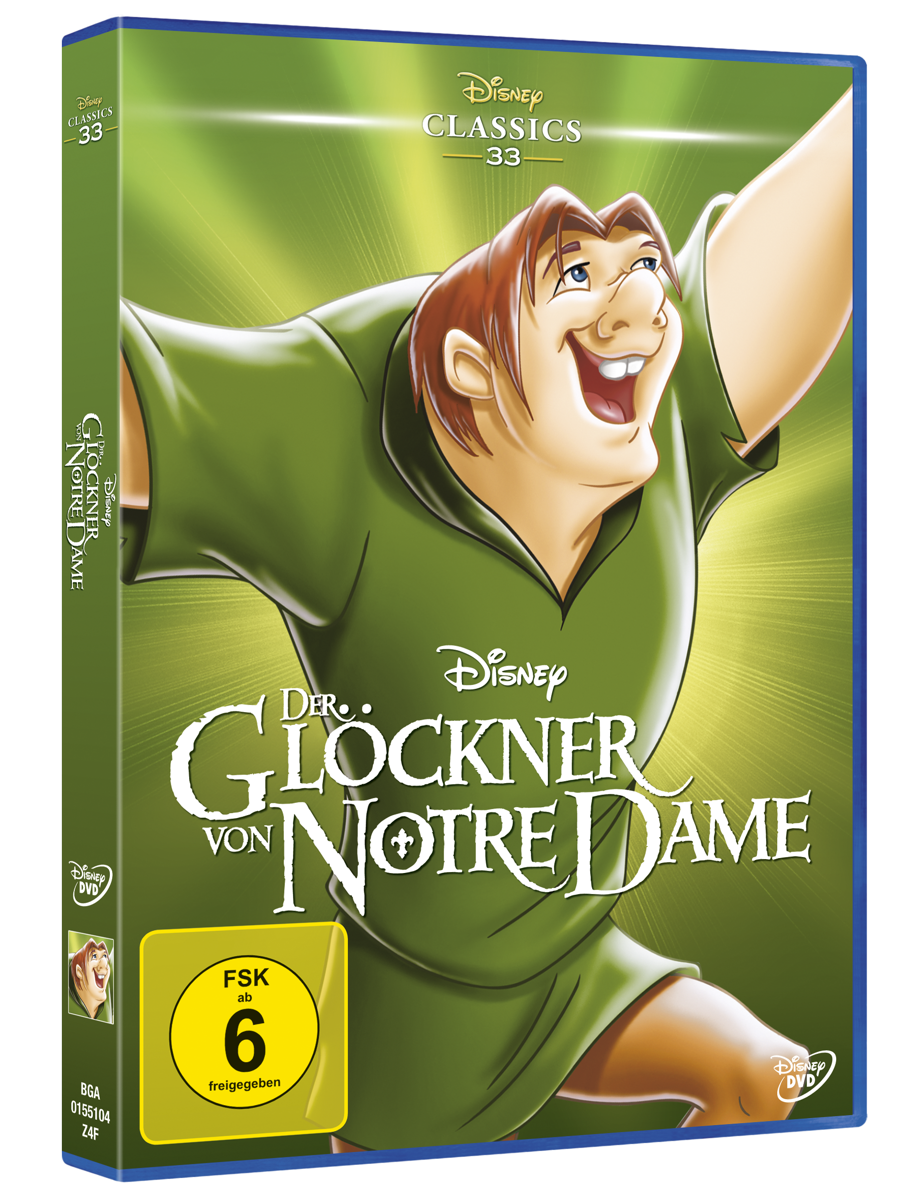 DVD-Cover von Disneys 'Der Glöckner von Notre Dame' mit einer Zeichentrickfigur.