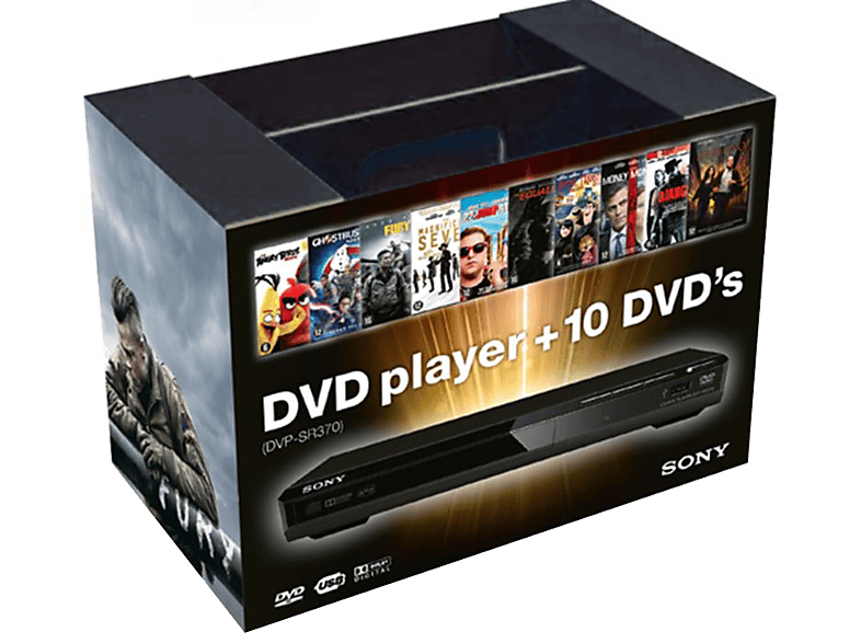 SONY DVD-speler + 10 DVD films (SR370DVDHI.YB)