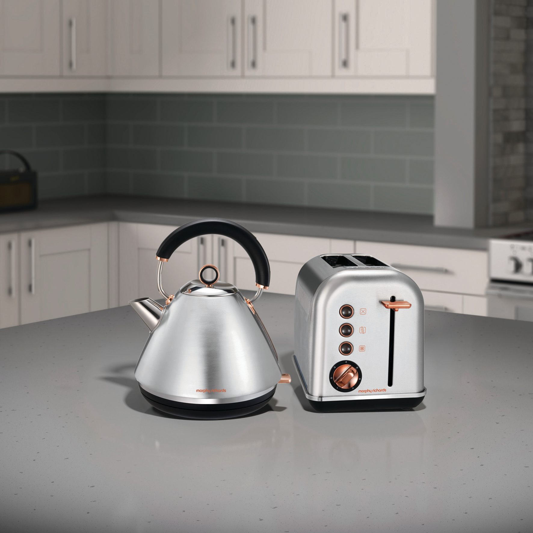 MORPHY RICHARDS Accents Toaster Rosegold gebürstet/Silber (850 Watt, Schlitze: 2)
