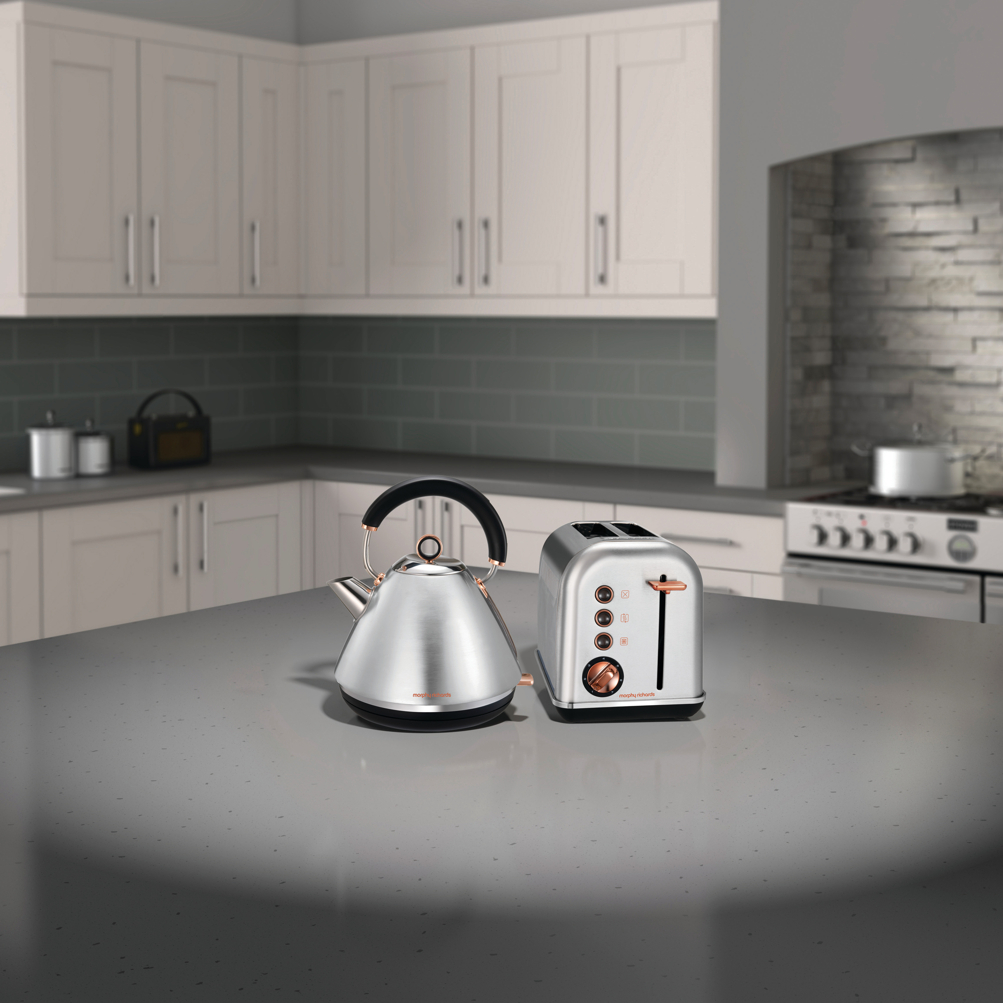 MORPHY RICHARDS Accents Toaster Rosegold gebürstet/Silber (850 Watt, Schlitze: 2)
