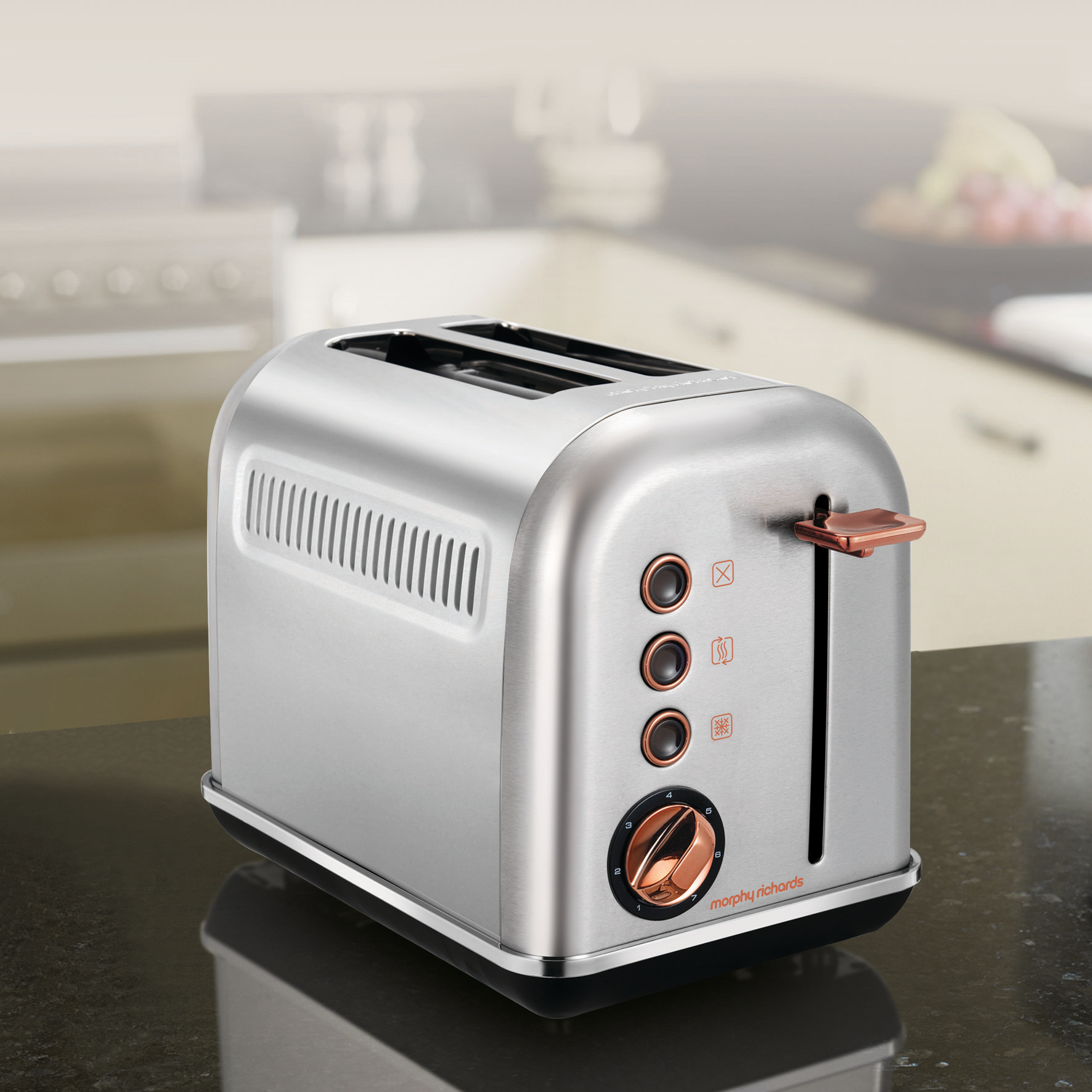 MORPHY RICHARDS Accents Toaster Rosegold gebürstet/Silber (850 Watt, Schlitze: 2)