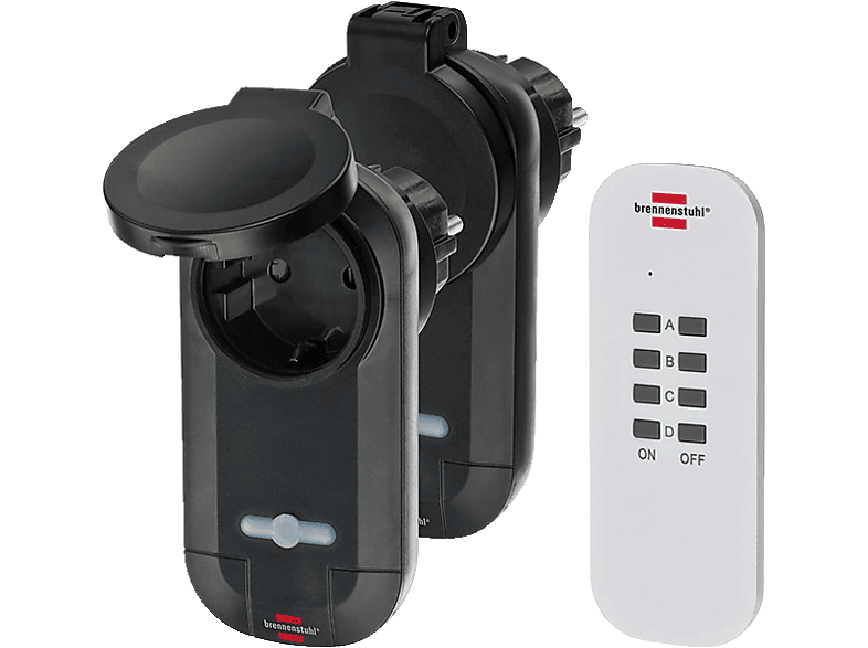 Brennenstuhl Comfort-Line Funksteckdosen Set 3+1 – 3 Steckdosen & Fernbedienung, 2300 W, Erhöhter Berührungsschutz