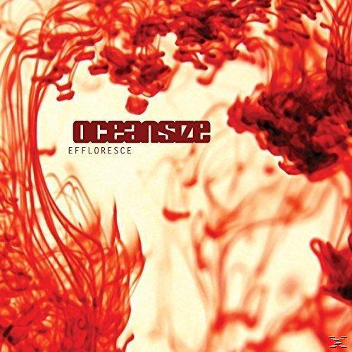 Albumcover mit roten, wirbelnden, abstrakten Formen auf hellem Hintergrund. Der Text 'Oceansize' steht im Zentrum.