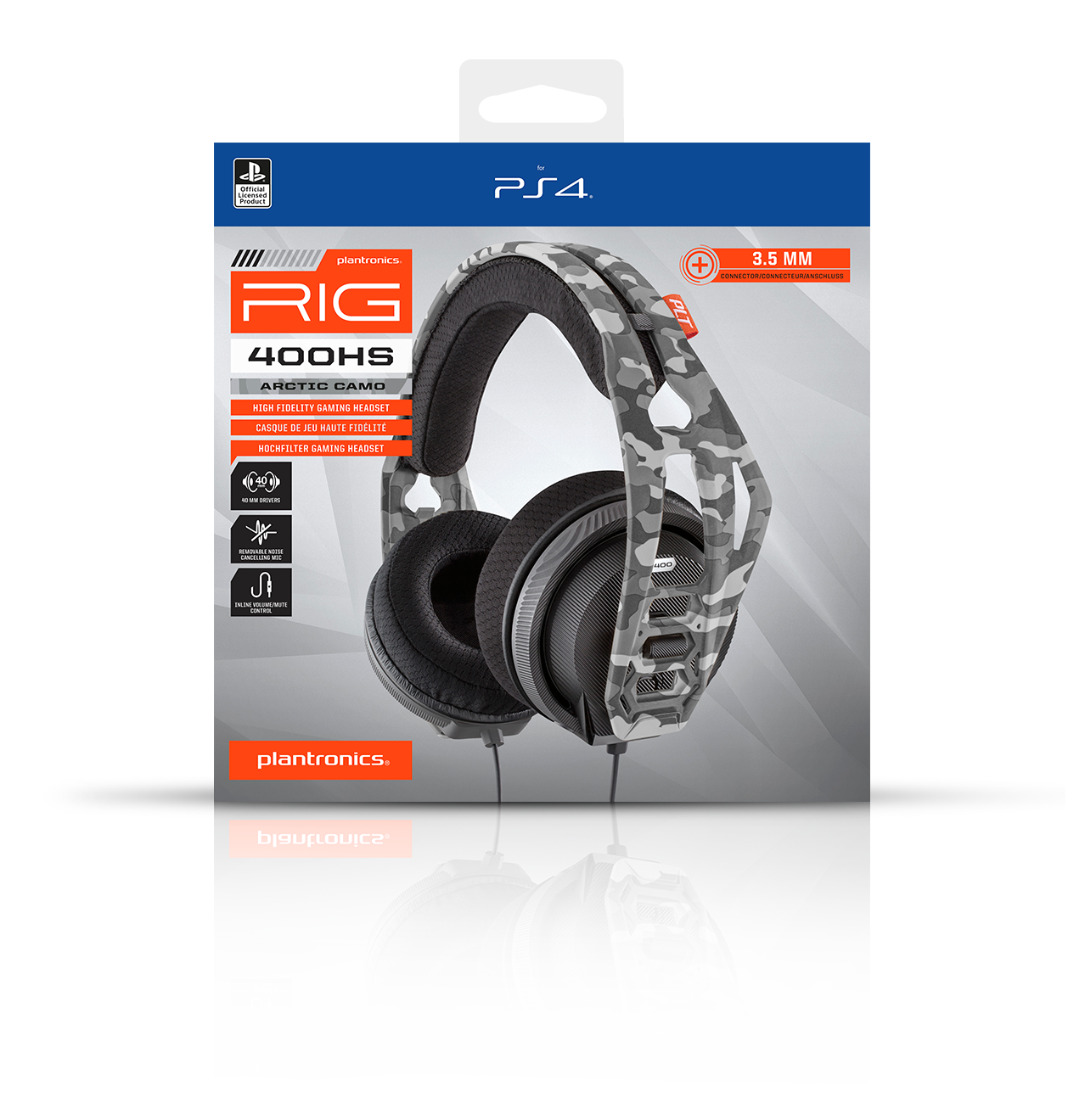 Gaming-Headset mit grau-schwarzem Tarnmuster.