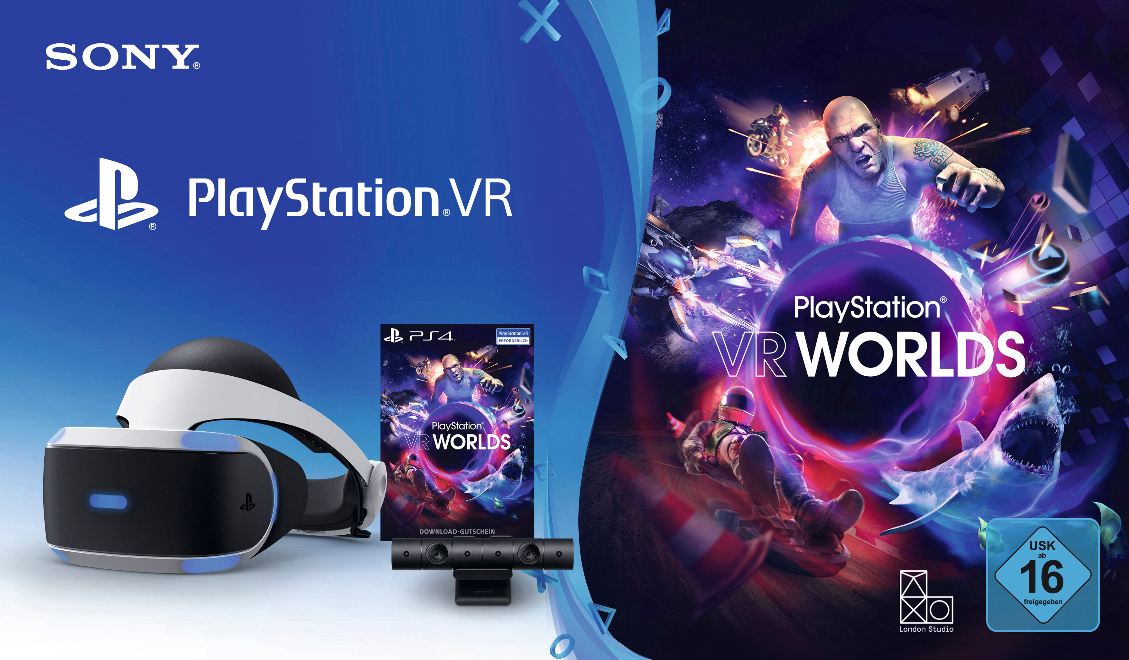 SONY PlayStation VR + Camera + VR Worlds Voucher Virtual Reality Brille