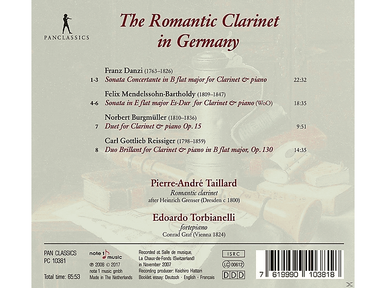 Thumbnail - Pierre-andre Taillard, Edoardo Torbianelli - Die Romantische Klarinette In Deutschland (CD)