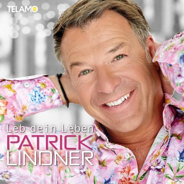Mann mit floralem Hemd lächelt. Der Text lautet 'Leb dein Leben' und 'Patrick Lindner'. 'Telamo'-Logo.