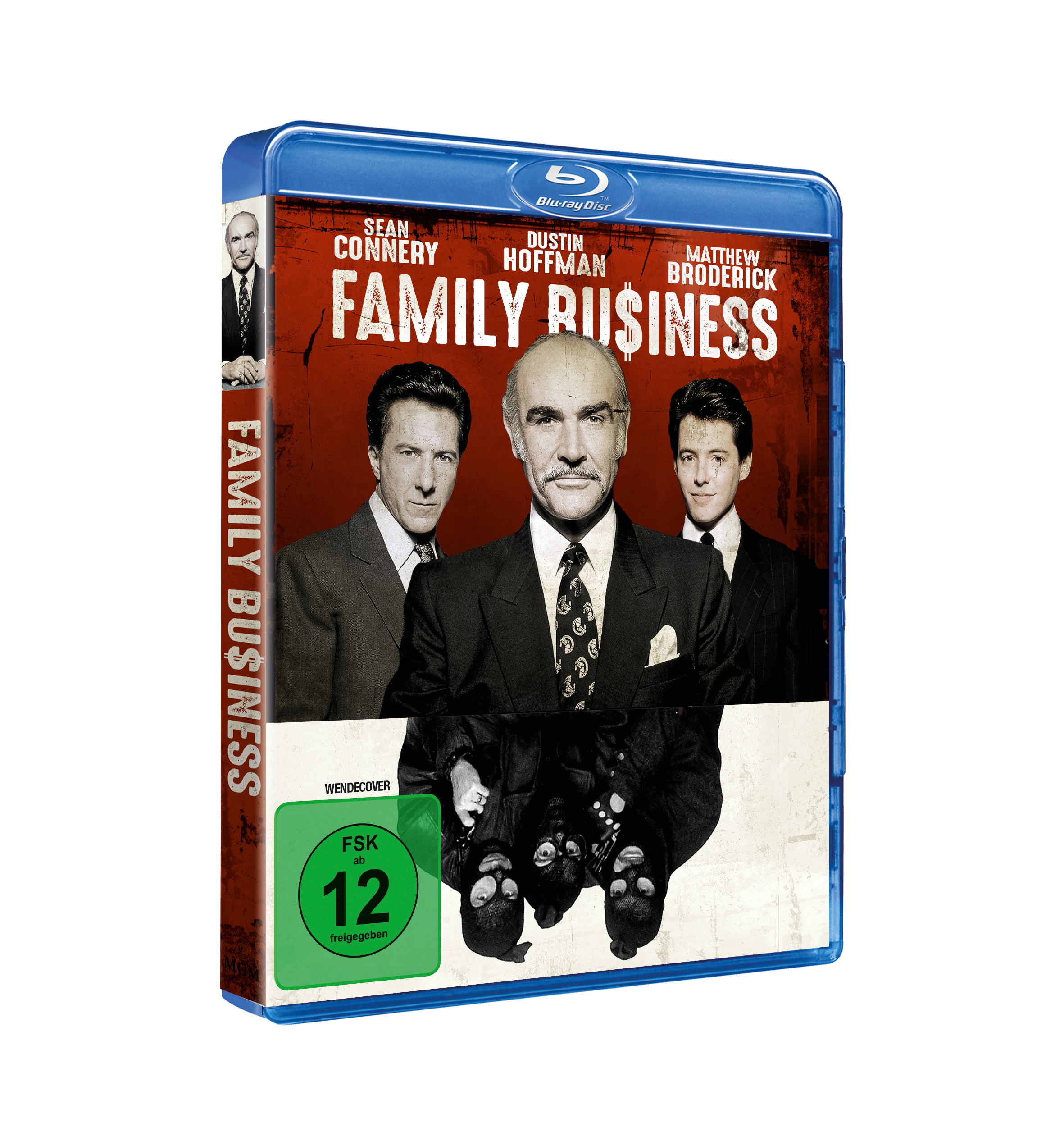 Blu-ray-Disc-Cover von "Family Business" mit Sean Connery, Dustin Hoffman und Matthew Broderick.