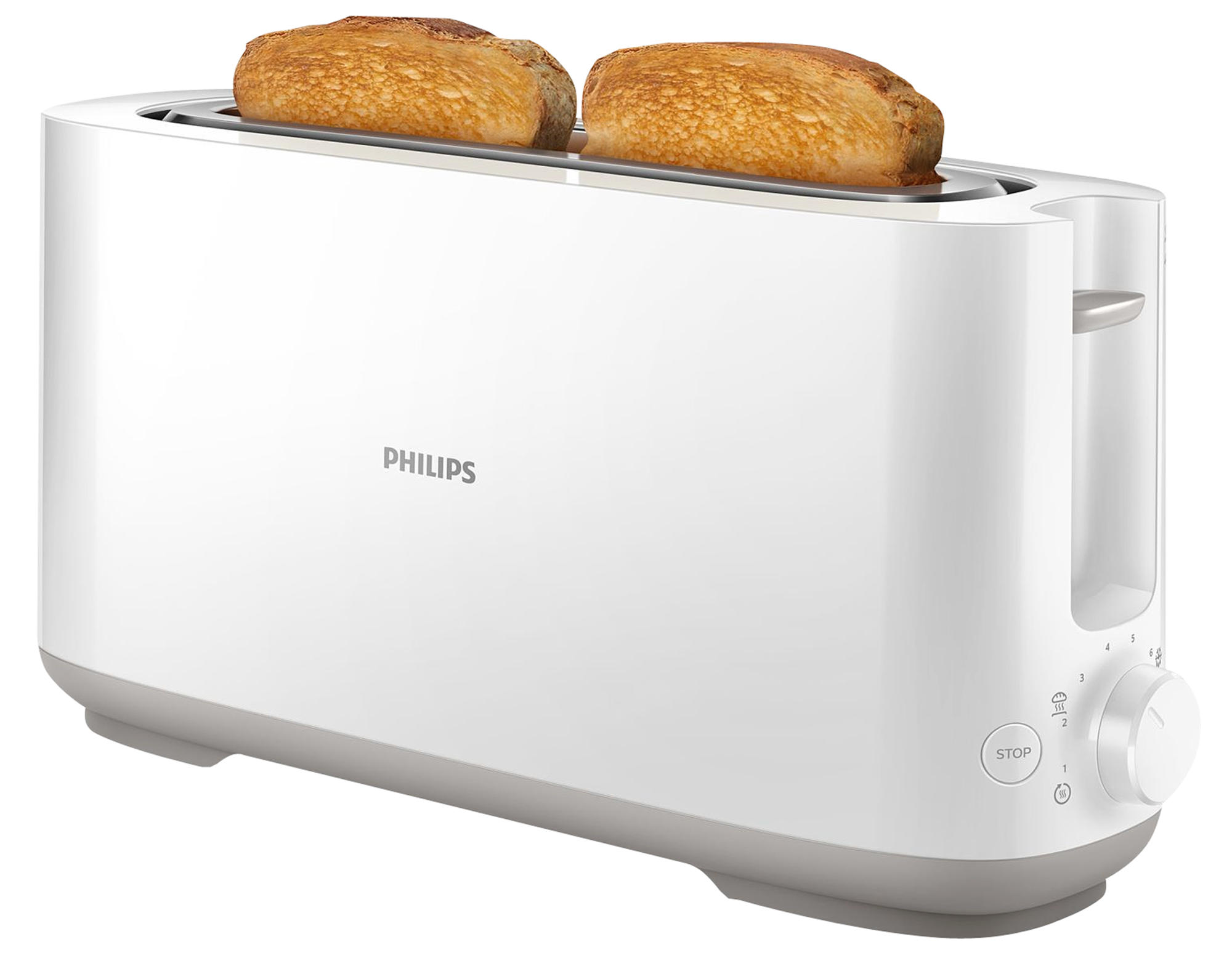 Tostadora - Philips HD2590/00, Capacidad para 2 tostadas, 8 ajustes, Blanco