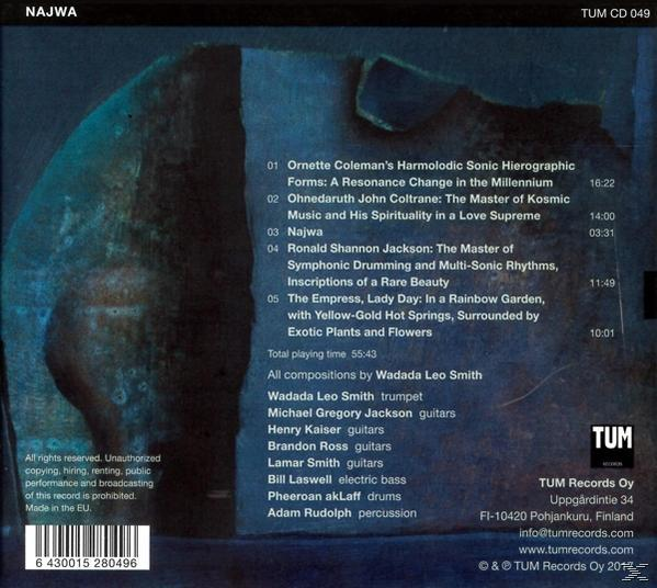 CD-Cover mit Text in verschiedenen Sprachen. Der Hintergrund hat ein blau/grünes abstraktes Design.