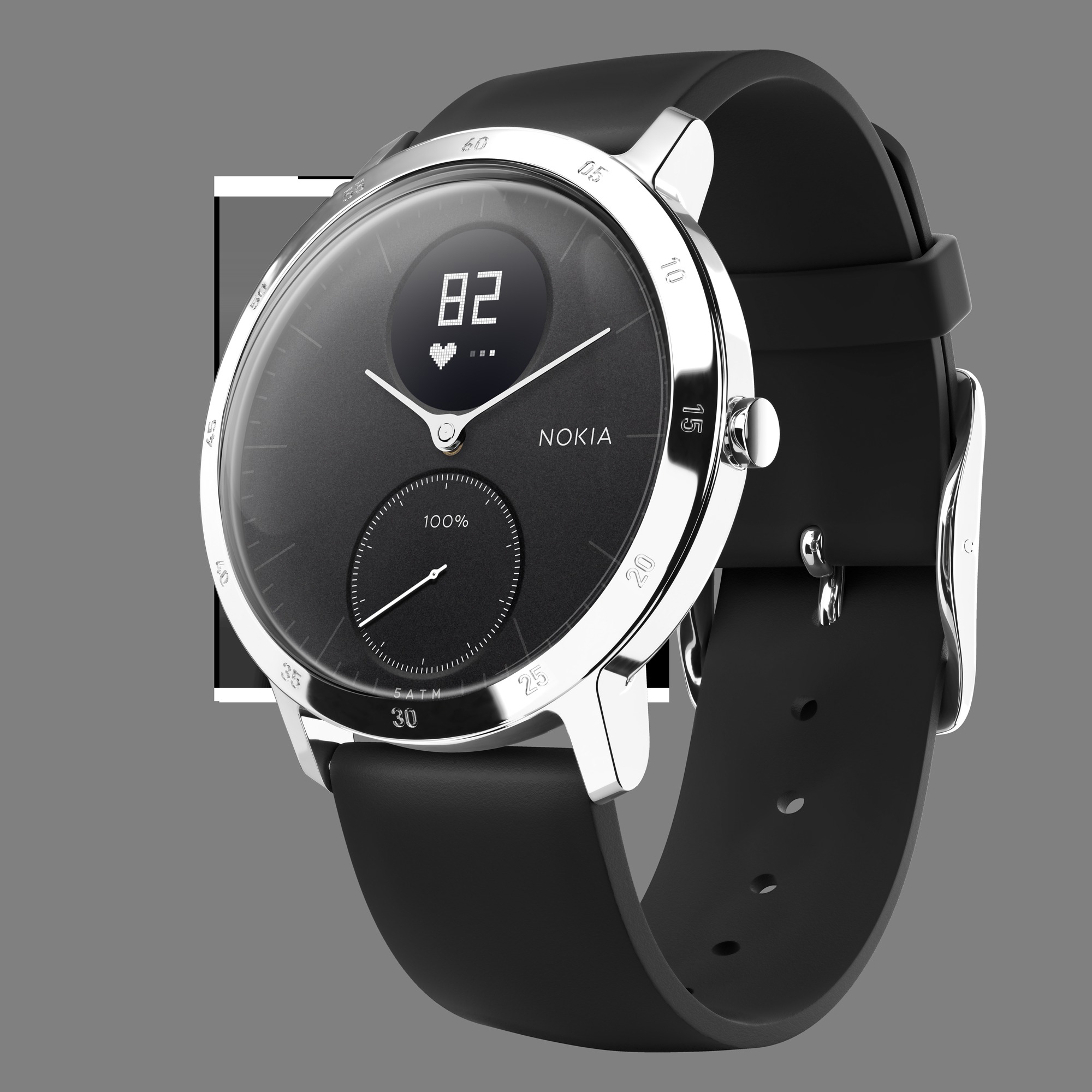 NOKIA Activité STEEL HR Fitnesstracker Edelstahl Silikonband, 40 mm, Schwarz
