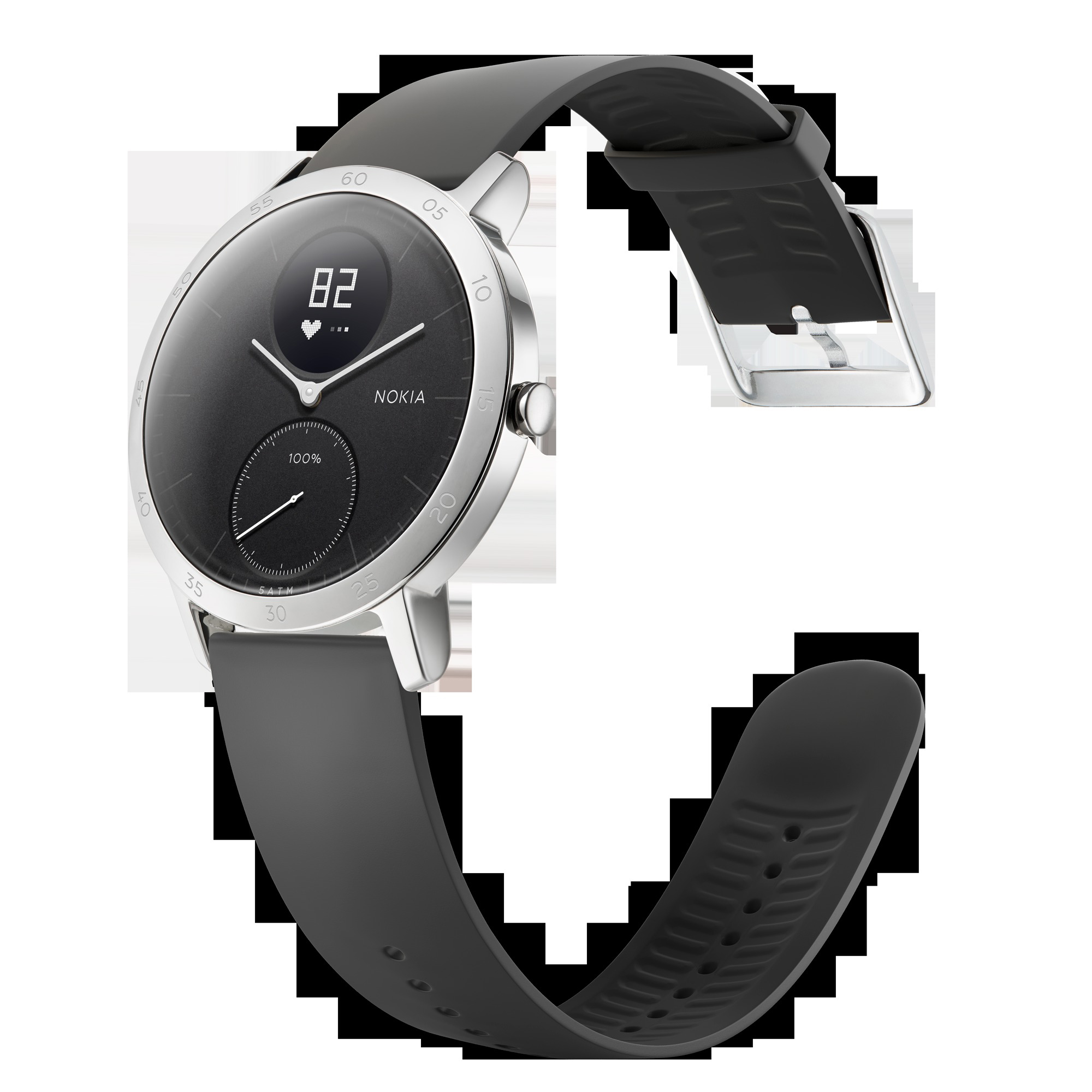 NOKIA Activité STEEL HR Fitnesstracker Edelstahl Silikonband, 40 mm, Schwarz