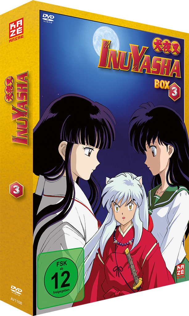 DVD-Box-Set von Inuyasha mit zwei Anime-Charakteren und dem Serientitel. Gelb-weiße Box.