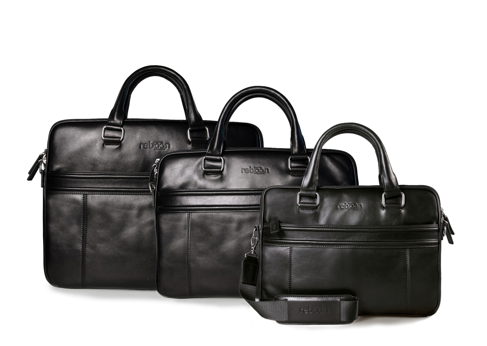 REBOON 604 Notebooktasche Kompakttasche für Universal Leder, Schwarz