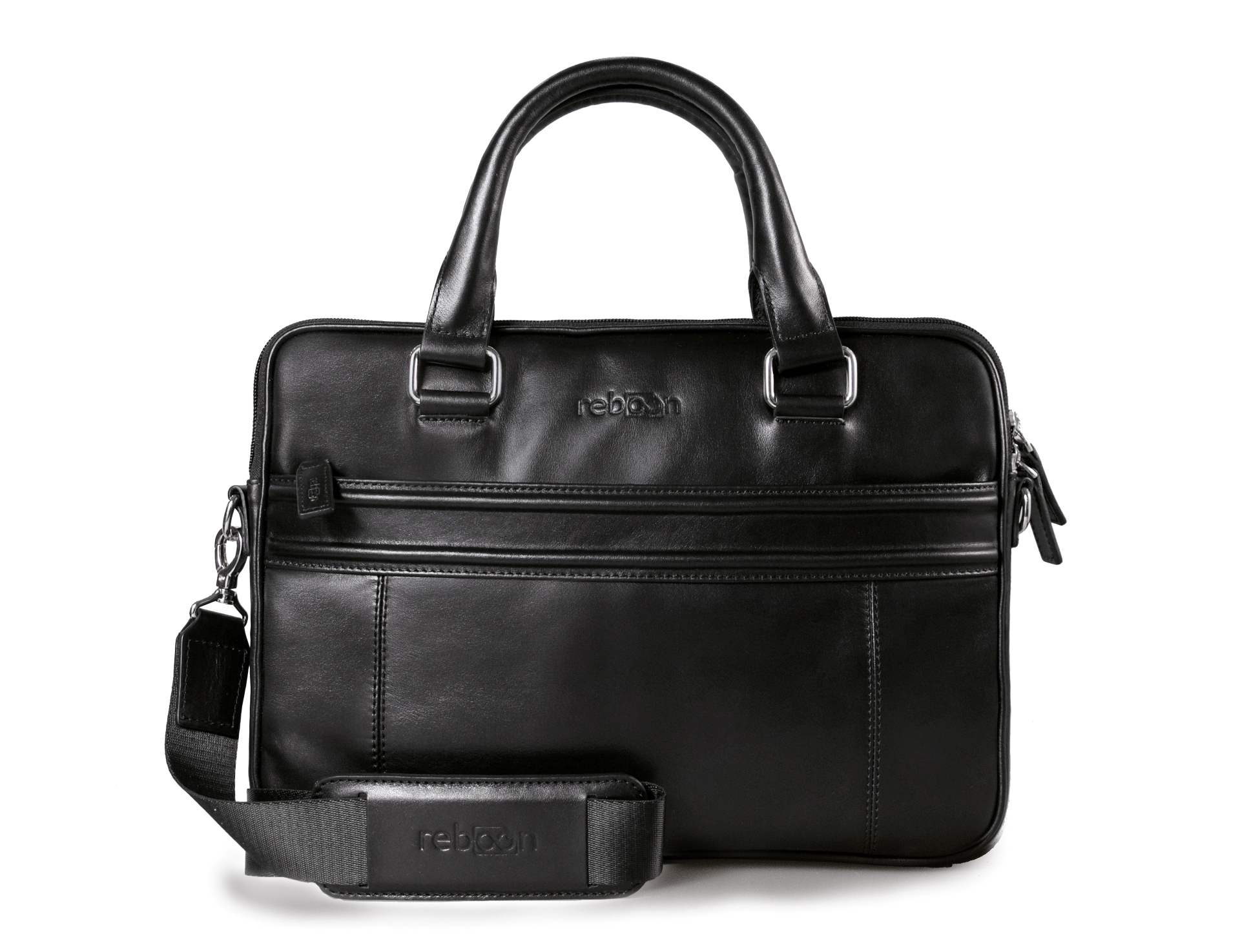 REBOON 600 Notebooktasche Kompakttasche für Universal Leder, Schwarz