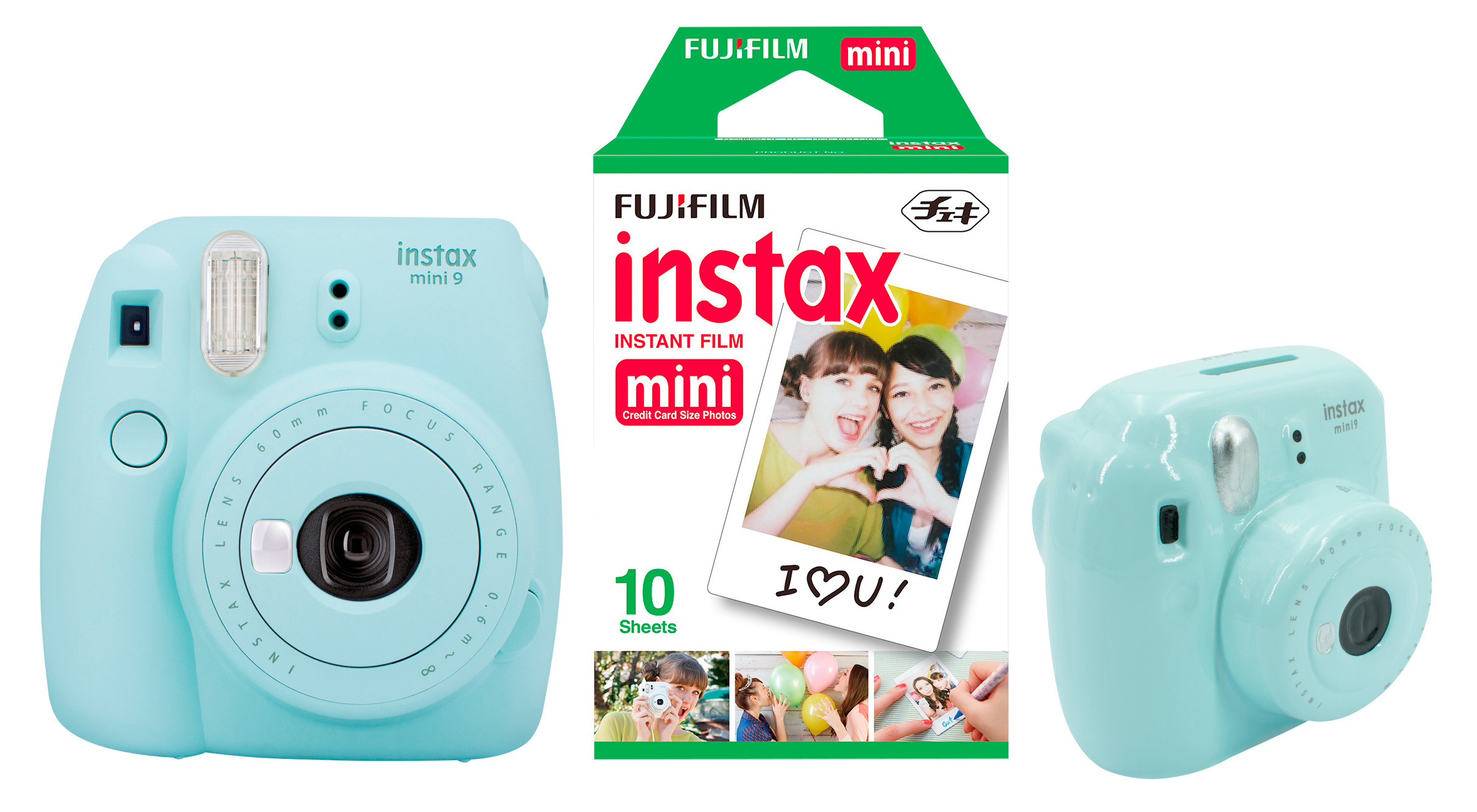 FUJIFILM Instax Mini 9 Sparset Sofortbildkamera, Ice Blue