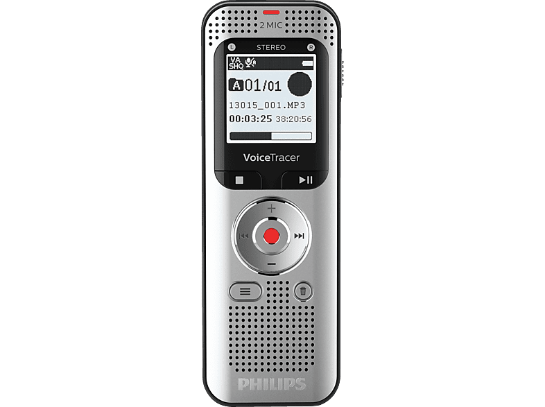 und leichte Voice schwarz PHILIPS DVT2050 Aluminium, Audiorecorder, Tracer Metallvorderseite silberne