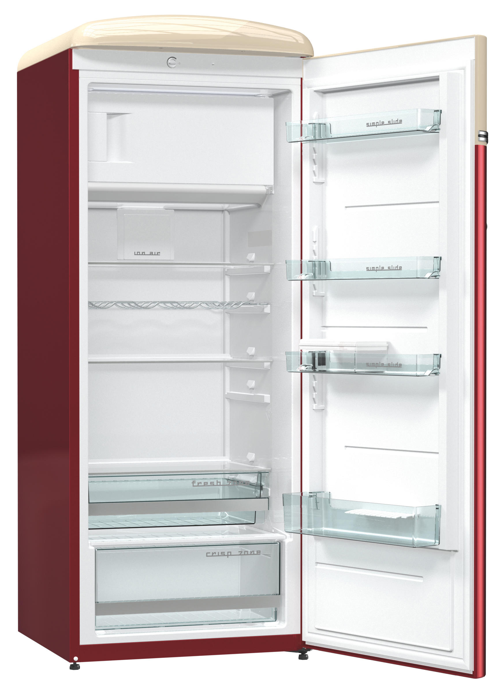 GORENJE OBRB 153 R  VW-Bulli Retro  Kühlschrank (254 l, E, 1540 mm hoch, Burgund/Champagner)