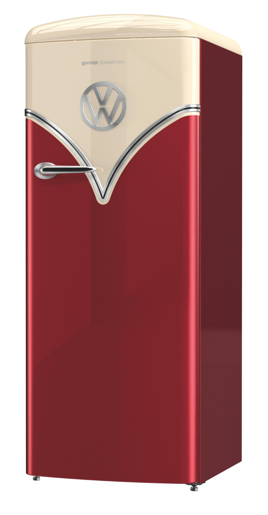 GORENJE OBRB 153 R  VW-Bulli Retro  Kühlschrank (254 l, E, 1540 mm hoch, Burgund/Champagner)